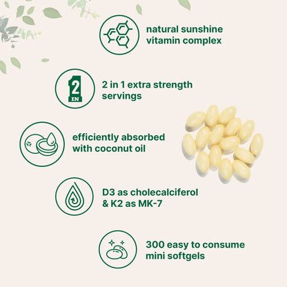 Vitamin D3 + K2  Coconut Oil Softgels